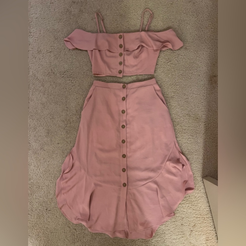 Pink Button-Down Women's midi set